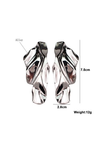 Moda Metal Demir Geometrik Saplama Küpe Düzensiz Metal Payet Küpe Gümüş