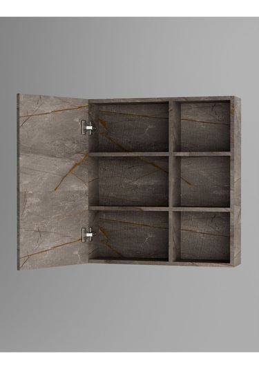 Tek Kapaklı Aynalı Banyo Dolabı Çok Amaçlı Banyo Dolabı Gri
