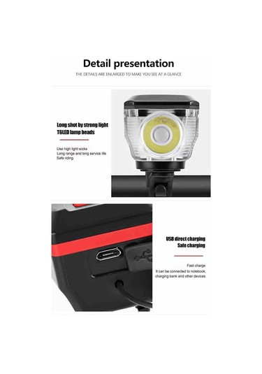 Robesbon Solar Enerjili USB Şarjlı Bisiklet Ön Far ve Korna