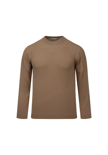 Hatemoğlu Kahverengi Regular Fit Yarım Balıkçı Yaka Rayon Kazak 2977654 Kahverengi
