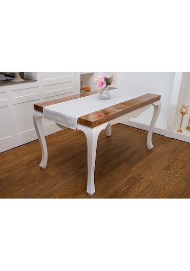 Finezza Roma Jakar Polyester Kumaş Krem Runner 45x150 cm - 1414