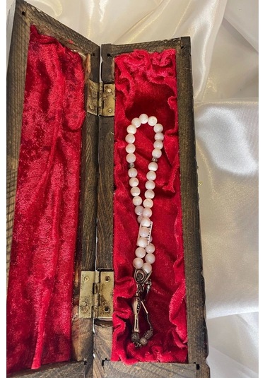 Rahan İnci Tespih Tesbih Doğal Taş Tesbih Gümüş İmameli Taç Çakrası Taşı Ahşap Kutulu Bereket Taşı Çok Renkli