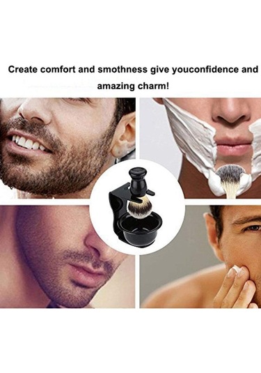 Neevoyu Temizleme Ve Tıraş İçin Saf Badger Nylon Fırça, Nilon Kollü Abs Malzeme Hediyelik Kutulu Set Siyah