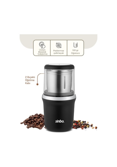 Krom Kenar Kahve - Baharat Öğütücü Çelik Bıçak - Ö.haznesi 100gr Çok Renkli