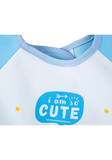 Babyjem Poli Muşamba Kollu Mama Önlüğü Mavi Outlet
