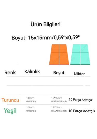 Global 20 Parça 2 Farklı Boyut Silikon Termal Ped Soğutucu