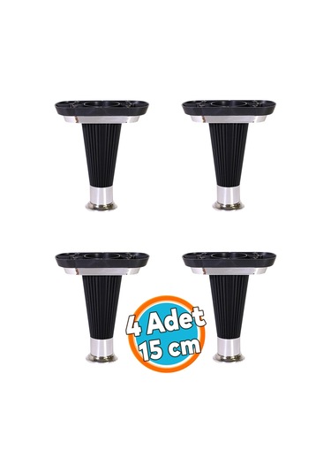 4 Adet Mobilya Kanepe Koltuk Ünite Ayağı 15 Cm Siyah Krom Baza Ayak Siyah 4'lü Koltuk Ayağı Tr Diğer