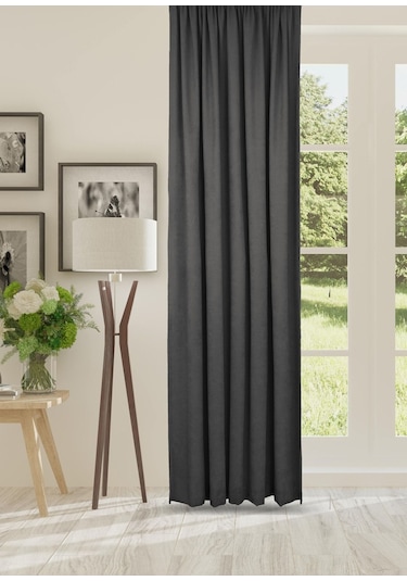 Cheap's Home Petek Dokulu Kadife Dokuma Düz Dikiş Ekstrafor Büzgü Fon Perde Antrasit