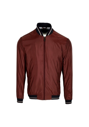 Ncs Jeans Erkek Bordo Ribanalı Slim Fit Bomber Ceket Baharlık Ve Mevsimlik Jeans 4986-Bordo