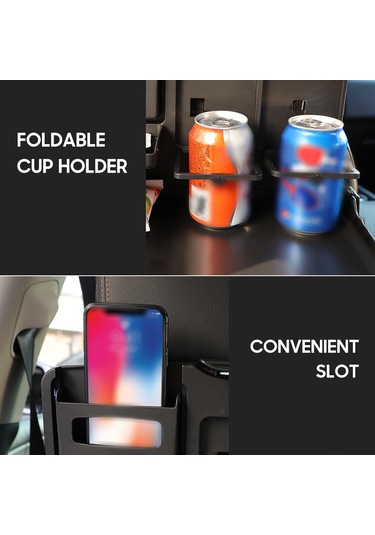 Singree Araç İçin Katlanabilir Büyük Boy Sırt Dayama Bardaklık - Siyah Plastik