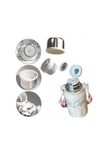 Novahub Tcherchı Yalıtımlı Termos, Büyük Kapasite, Paslanmaz Çelik Beyaz Beyaz