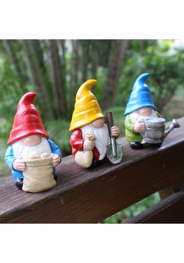 Yunboo Sentez Reçine Cüceler, El Yapımı Bahçe Dekorasyonu, Su Geçirmez Bahçe Ve Balkon Ornamenti, 3 Adet Set