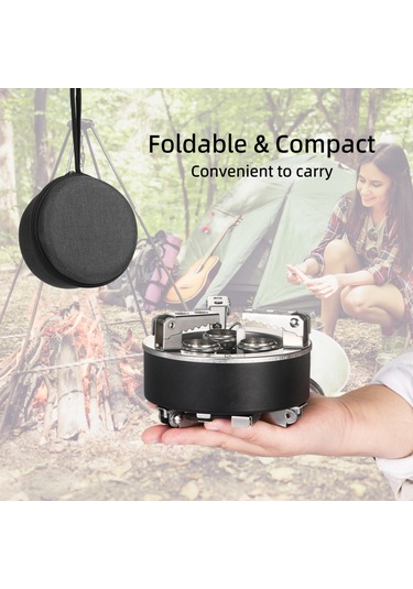 Mufunye Kamp Gazlı Ocak, 6800w, Katlanabilir 3 Ocağı Ve Piezo İğneli - Kamp, Yürüyüş, Piknik Ve Acil Durumlar İçin Siyah