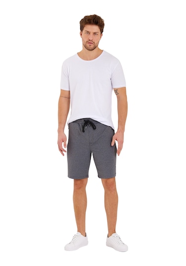 Adams Erkek Reflektör Logo Regular Fit Cepli Spor Şort Gri