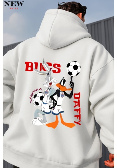 Bugs Daffy Baskılı Sweatshirt Beyaz