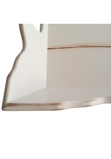 El Boyaması Dalgalı Model Beyaz Ahşap Servis Tepsisi Ahşap - Beyaz