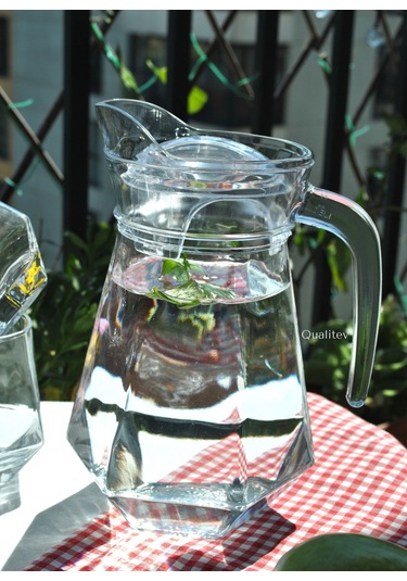 7 Parça Cam Bardak Ve Kapaklı Sürahi Seti 1,2 Lt Su Şişe