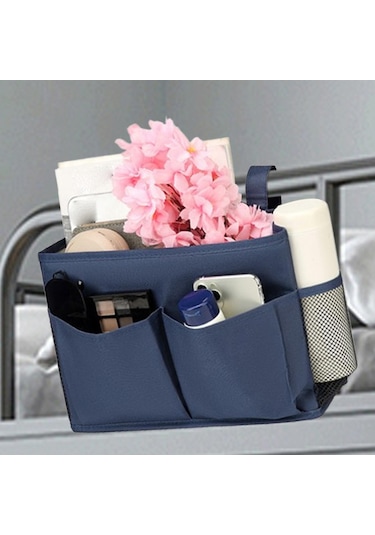 Homyl Dergi Için Başucu Caddy Asılı Yatak Düzenleyici Hafif Lacivert