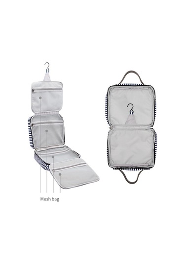 Sones Taşınabilir Büyük Kapasiteli Kozmetik Çok Bölmeli Saklama Çantası Gri