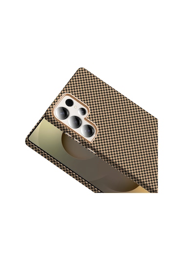 Goocamp Galaxy Uyumlu S25 Ultra Kılıf M-safe Şarj Özellikli Karbon Fiber Görünümlü Gros Kap Desert Titanyum