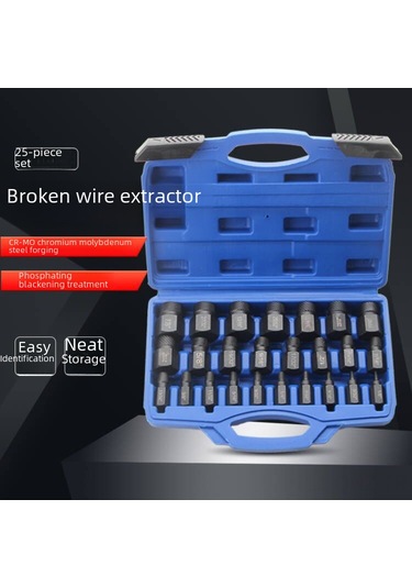 Aubyhe 25 Parça İngiliz Standardı Kırık Vida Çıkarıcı Seti - Kaygan, Hasarlı Cıvata Ve Somunları Çıkarma Aleti 10 Parça Boşluklu Çıkarıcı Dahil