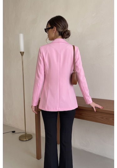 Armonika Kadın Toz Pembe Tek Düğmeli Ceket Arm-20k001020