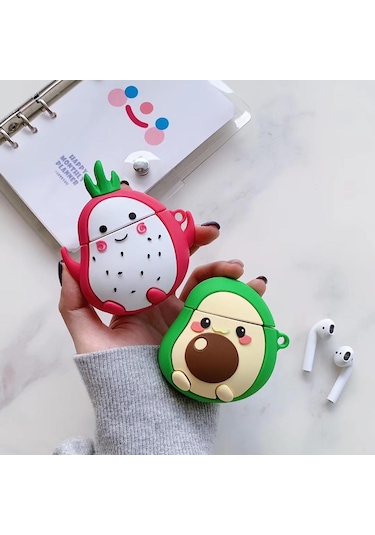 E2M Airpods 1-2 Uyumlu Kılıf Ejder Meyvesi Kırmızı