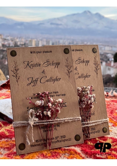 Ahşap Zımba Detaylı Davetiye