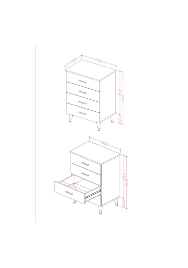 Asra Trend 4 Çekmeceli Şifonyer ŞF-01 %100 MDF Modern Depolama Ünitesi Antrasit