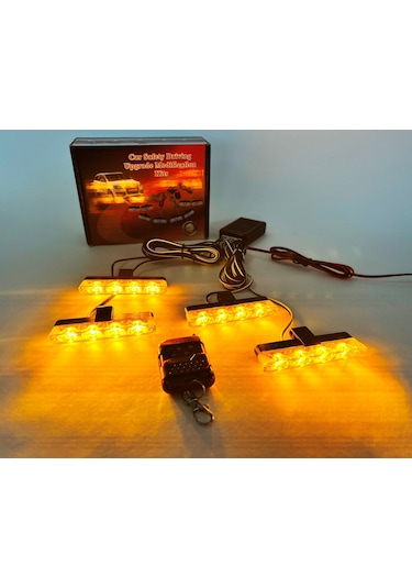 Turuncu Panjur Led 4lü Çakarlı Modlu Kumandalı 12v