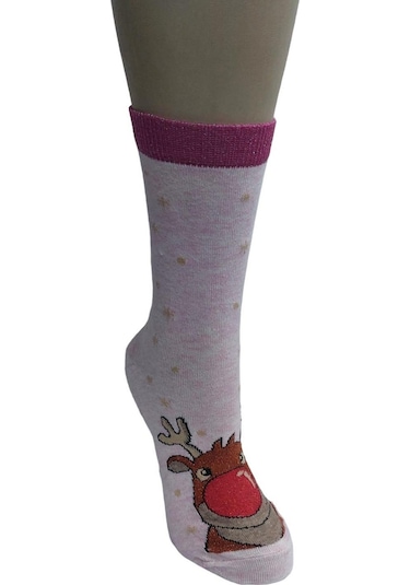 3'lü Set Pamuklu Yılbaşı Kadın Soket Çorap-çok Renkli Çok Renkli