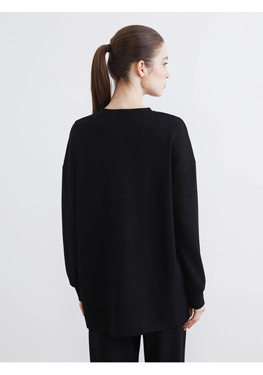 Lc Waikiki Siyah Soft Touch Kadın Sweatshirt Tunik