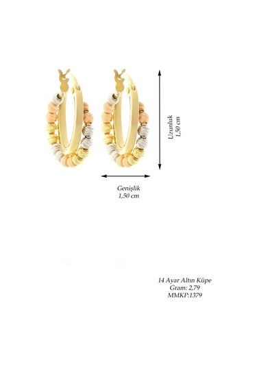 Moom Mücevherat Kadın 14 Ayar Altın 3 Renk Dorica Toplu Düz Halka