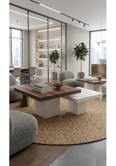 Most Marmoris Mermer Görünümlü Mdf Orta Sehpa Set Ceviz - Aytaşı