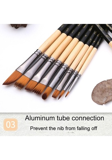 Willowhaven Zhu Tıng 18 Adet 2 Renkli Naylon Kıl Boya Fırça Seti, Bez Çanta Ve Siyah Çubuklu, Boyama Suluboya Fırçaları