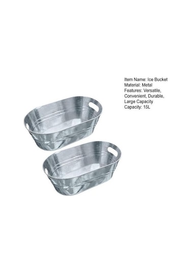 Pazly 2x 15l Metal Buz Kovası, Dayanıklı İçecek Soğutucu, Büyük Kapasiteli Bira İçecek Kovası Diğer