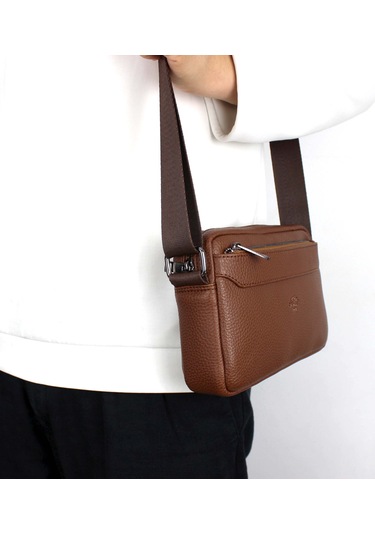 Unisex Taba Orta Boy Askılı Postacı Omuz Çantası Taba