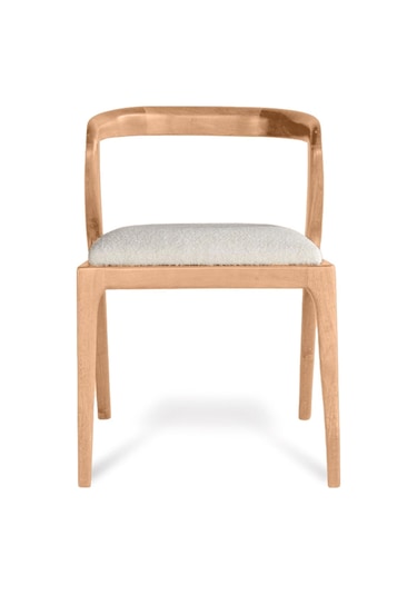 Akrep Beyaz Kumaş Natural Ahşap Sandalye