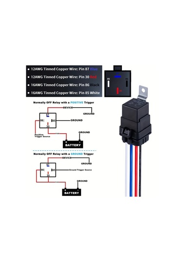 Xuweiwei Ağır Hizmet Tipi 12v 4 Pinli 5li Paket Spst Otomotiv Denizcilik Röle Kiti Ve Kablo Demeti 5 Adet 12 Awg Bakır Teller