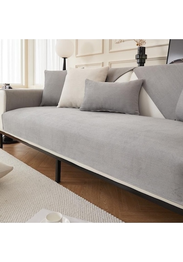 Novahub Açık Gri Iskandinav Kanepe Mat Kalınlaşmak Peluş Yumuşak Kanepe Kılıfı Oturma Oda Kaymaz Yıkanabilir Kanepe Koltuk Örtüsü 56977272 AÇIK GRİ