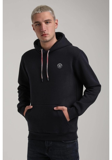 Kapüşonlu Lacivert Slim Fit Full-zip Sweatshirt 24fwm64084 Lacivert