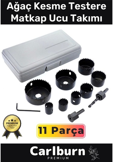 Premium 11 Parça Panç Seti Ağaç Kesme Alyan Anahtarlı Alçıpan Tavan Kesme Matkap Ucu Takımı