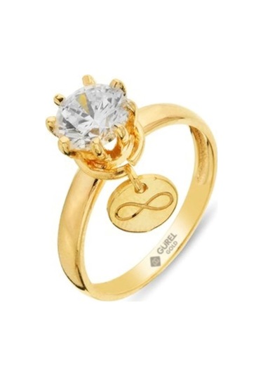 Çgk Çiğdem Gürel Kuyumculuk Kadın Sonsuzluk Sallantılı Tektaş Fantezi Yüzük Zy0246 Sarı