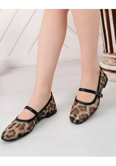 Leopar Süet Şık Günlük Ortopedik Tabanlı Kadın Babet Leopar Siyah