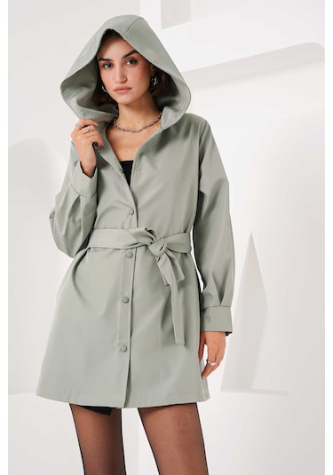 Gabria Çıtçıtlı Trenchcoat Mint Yeşili