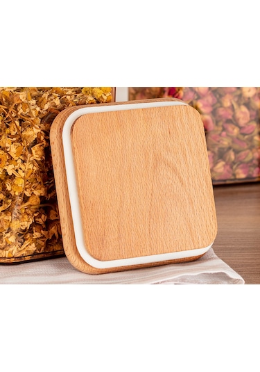 Madame Coco Kaviera 1000ml Ahşap Kapaklı Saklama Kabı 2'li 1ksakl0432 Diğer