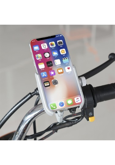 Motosiklet Alüminyum Alaşımlı Basınçlı Döküm Cep Telefonu Tutucu Braketi, Gidon Versiyonu Gümüş Silver