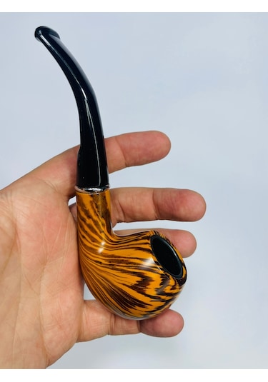 Ahşap Görünümlü Çizgili Pipo 2parça //13cm