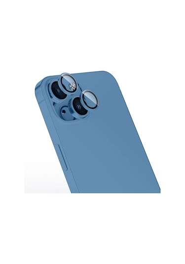 Apple Uyumlu iPad iPhone 13 Zore Mikro Kamera Lens Koruyucu Lacivert