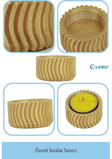 Mumluk Şamdan Tealight Mum Uyumlu Tekerlek Model - Altın